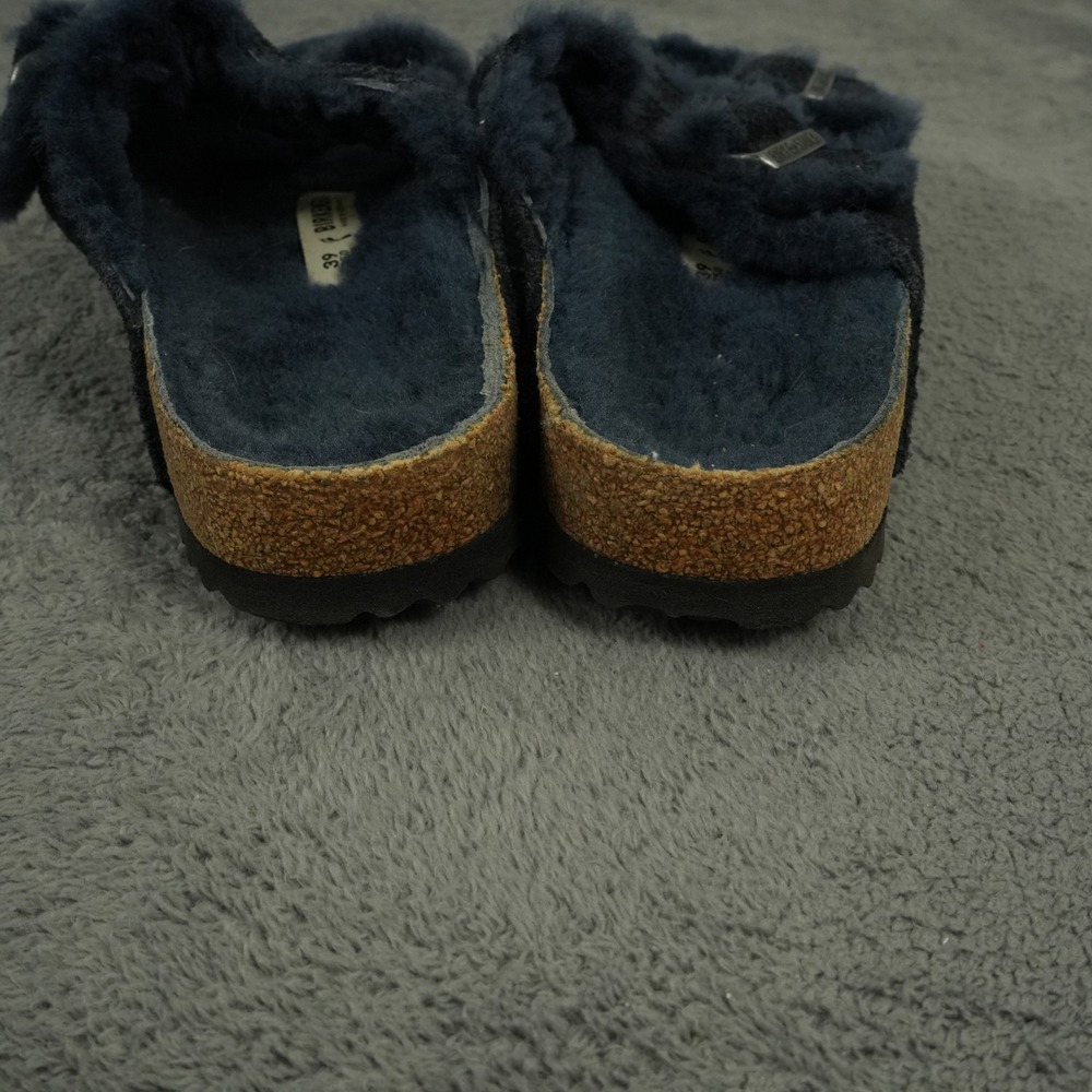 Birkenstock Arizona Sandals Womens 39 Narrow Midnight Blue Suede Shearling Slide - Picture 6 of 7